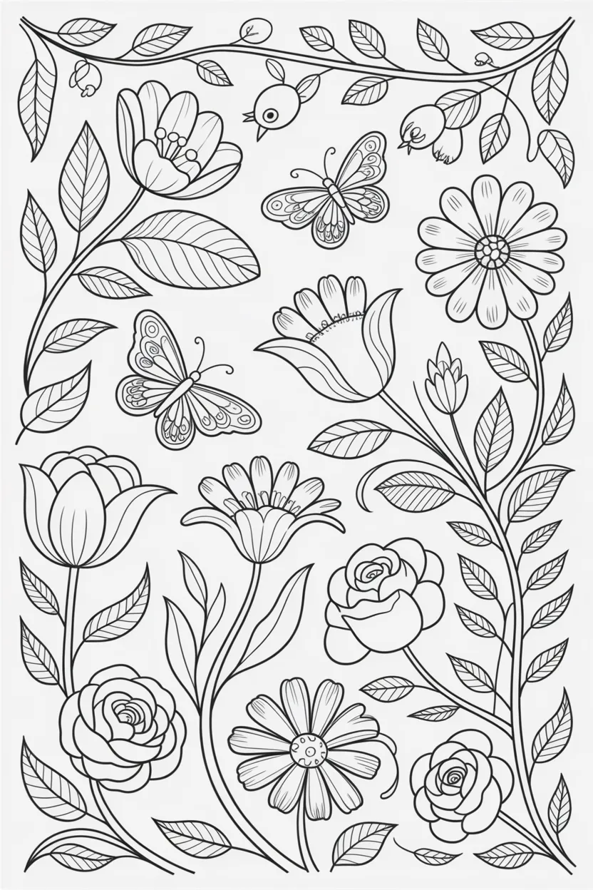 Spring Design 1 - Spring Coloring Pages Free Printable for Kids - Creative