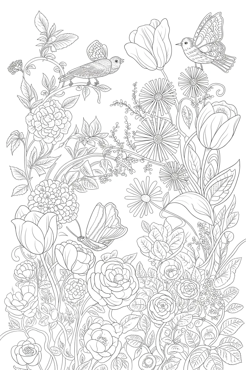 Spring Design 4 - Spring Coloring Pages Free Printable for Kids - Creative