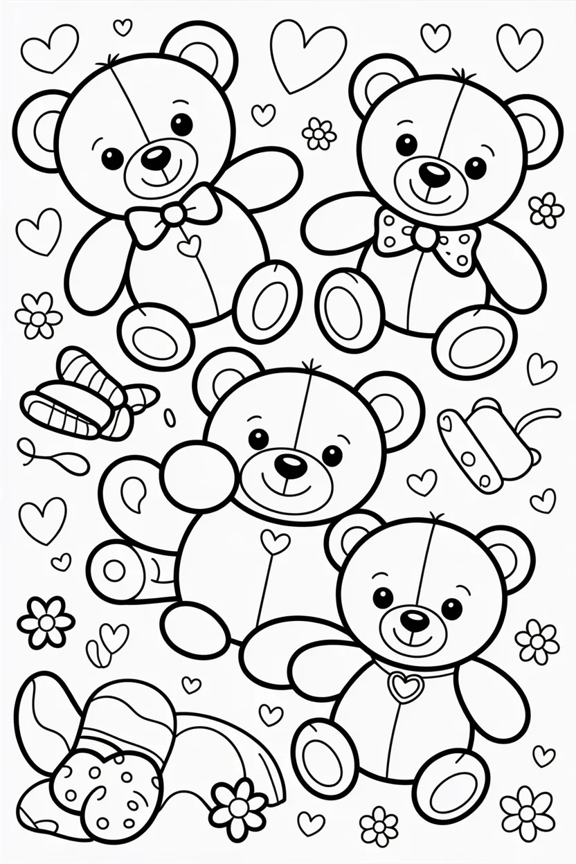 Teddy bear Design 1 - Teddy Bear Coloring Pages Free Printable for Kids - Cute (2)