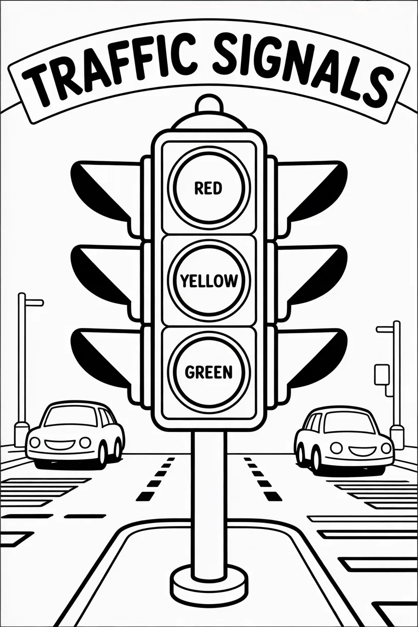 Traffic signals Design 1 - Traffic Signals Coloring Pages Free Printable for Kids