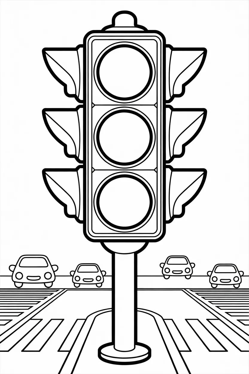 Traffic signals Design 3 - Traffic Signals Coloring Pages Free Printable for Kids