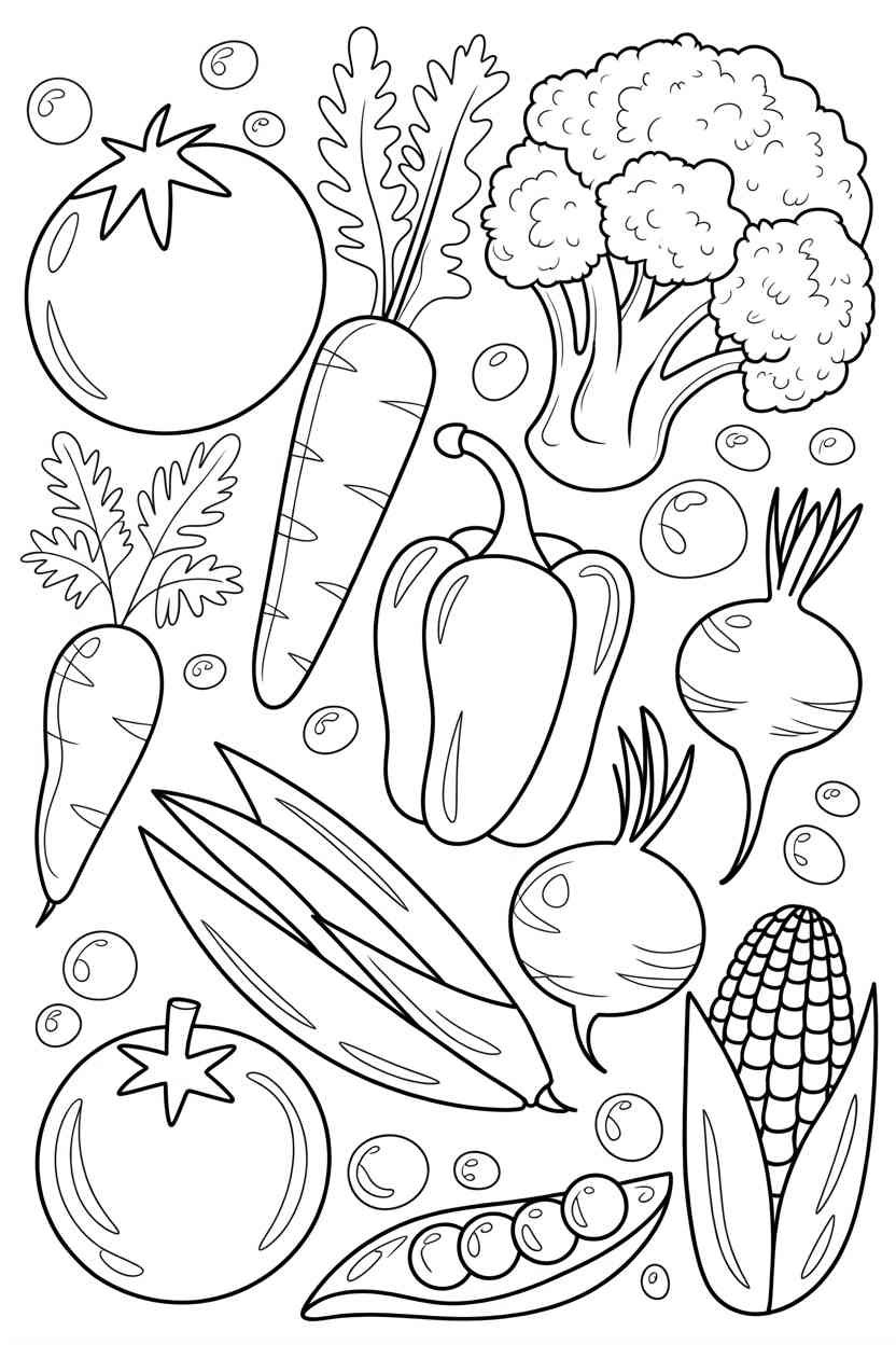 Vegetable Design 1 - Vegetable Coloring Pages Free Printable for Kids - Screen