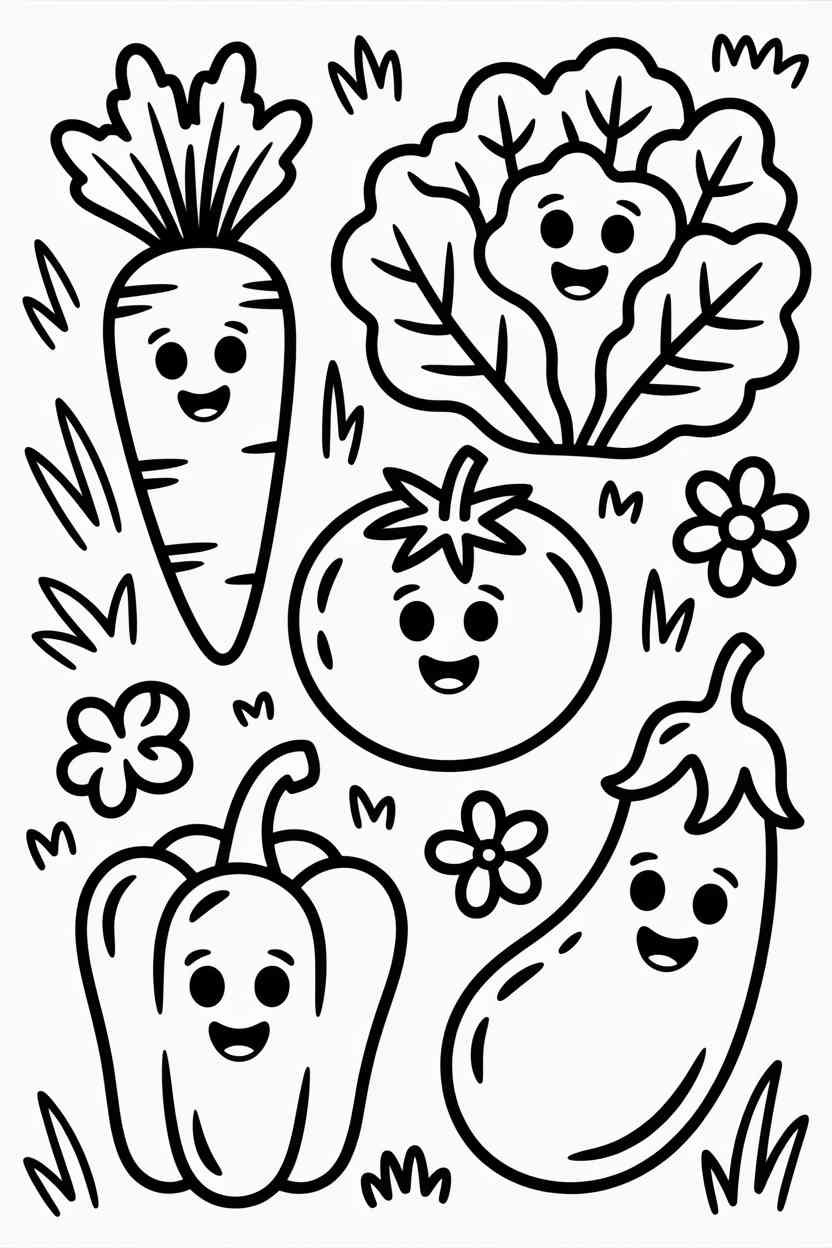 Vegetable Design 3 - Vegetable Coloring Pages Free Printable for Kids - Screen