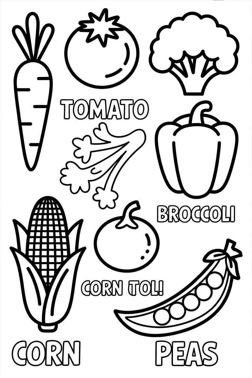 Vegetables - Vegetables Coloring Pages Free Printable for Kids