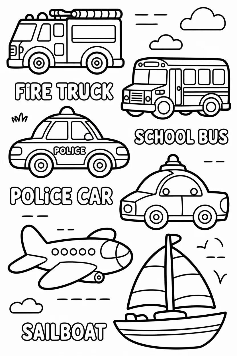 Vehicles Design 2 - Vehicles Coloring Pages Free Printable for Kids