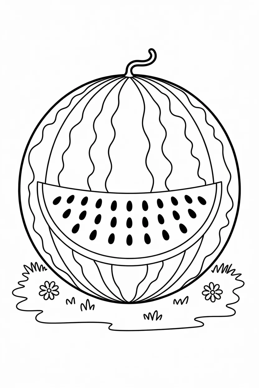 Water melon Design 1 - Water Melon Coloring Pages Free Printable