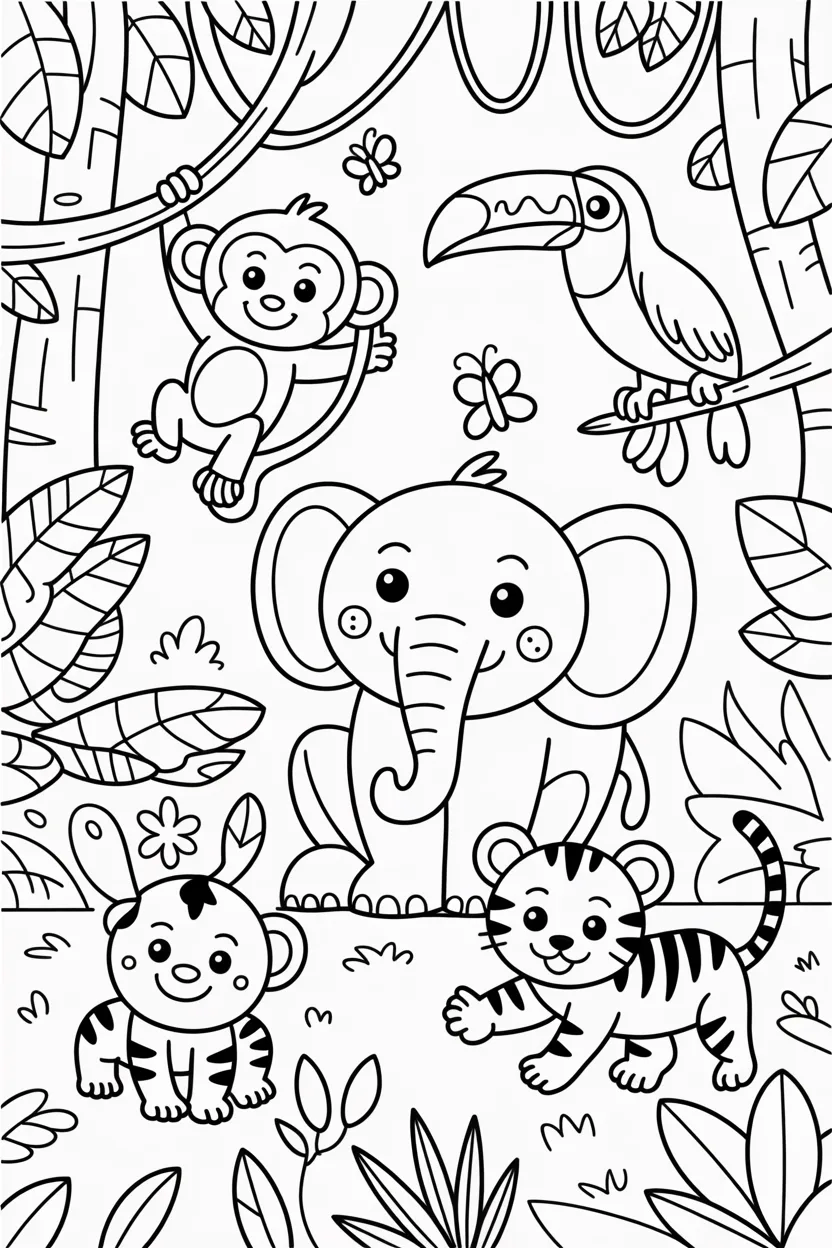 Wild animals Design 1 - Wild Animals Coloring Pages Free Printable