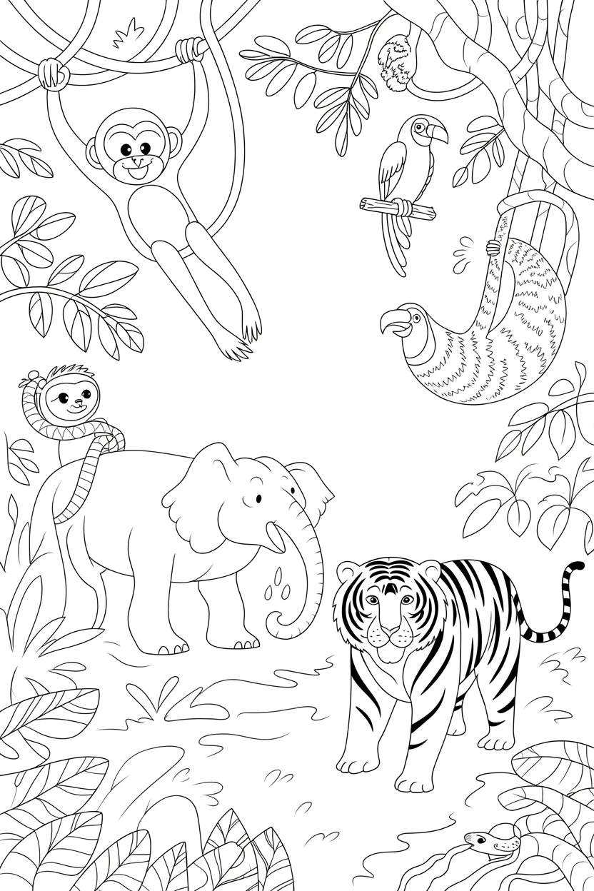 Wild animals Design 4 - Wild Animals Coloring Pages Free Printable