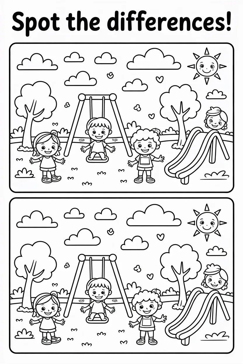 Spot difference activity Design 1 - Spot the Difference Activity Coloring Pages Free Printable