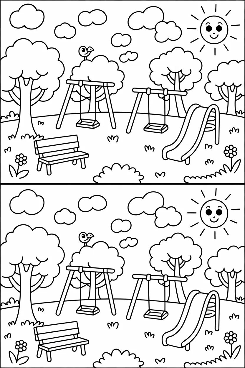 Spot difference activity Design 2 - Spot the Difference Activity Coloring Pages Free Printable