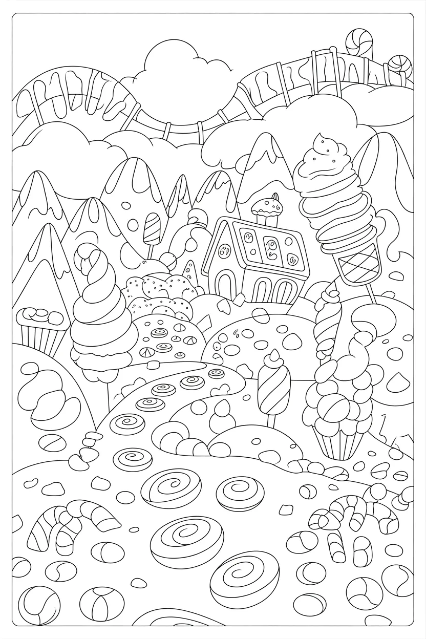 Candyland Design 2 - Candyland Coloring Pages Free Printable for Kids - Sweet