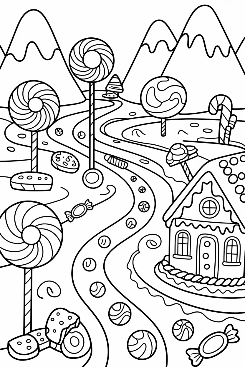 Candyland Design 3 - Candyland Coloring Pages Free Printable for Kids - Sweet