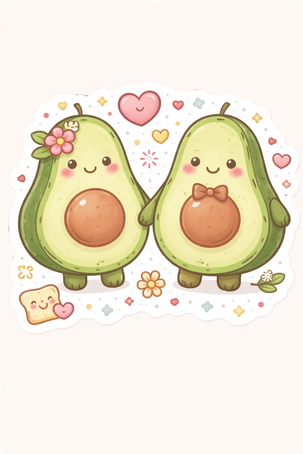 Adorable avocados love - Cute Doodle Stickers Free Download - Adorable