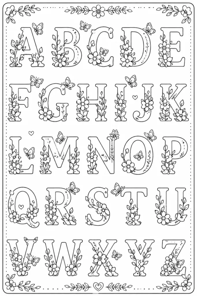 Alphabets Design 10 - Alphabet Letters Coloring Pages Free Printable