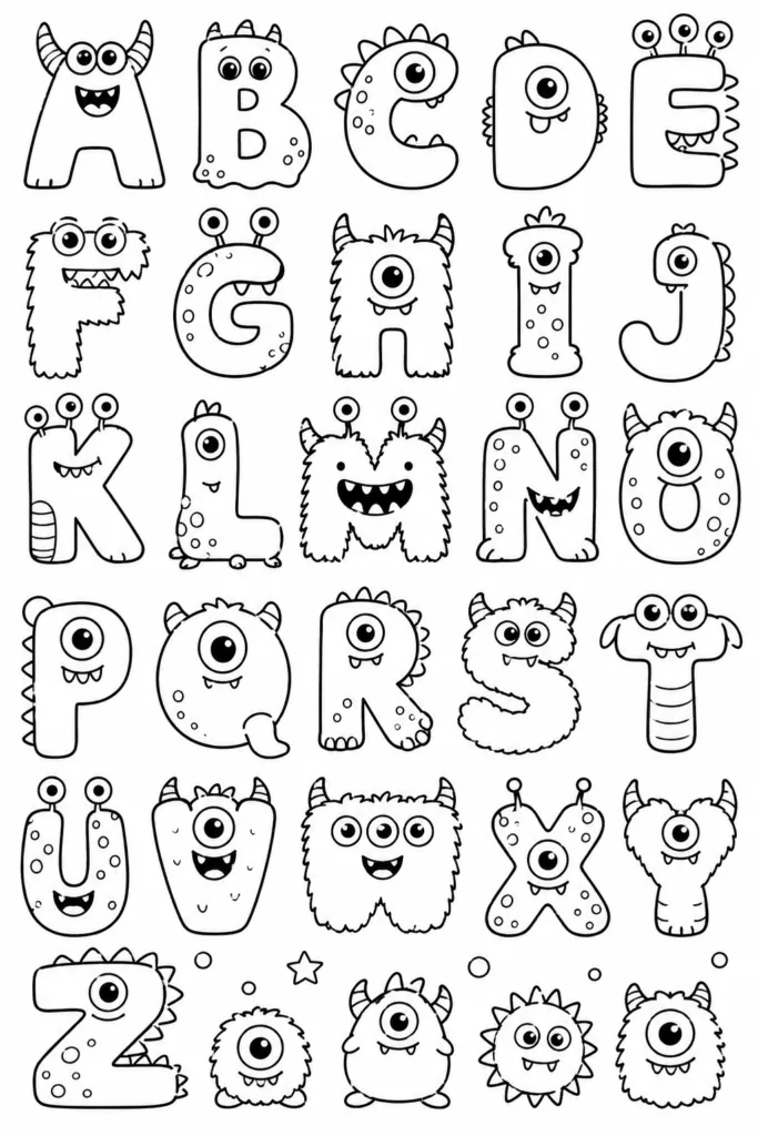 Alphabets Design 2 - Alphabet Letters Coloring Pages Free Printable