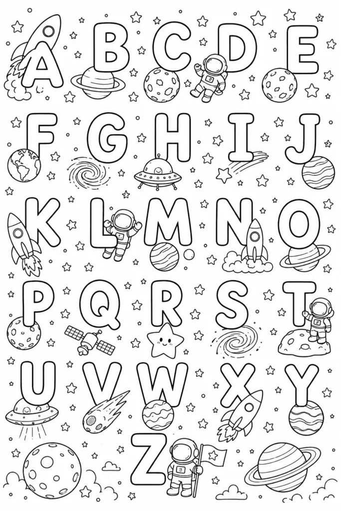 Alphabets Design 7 - Alphabet Letters Coloring Pages Free Printable