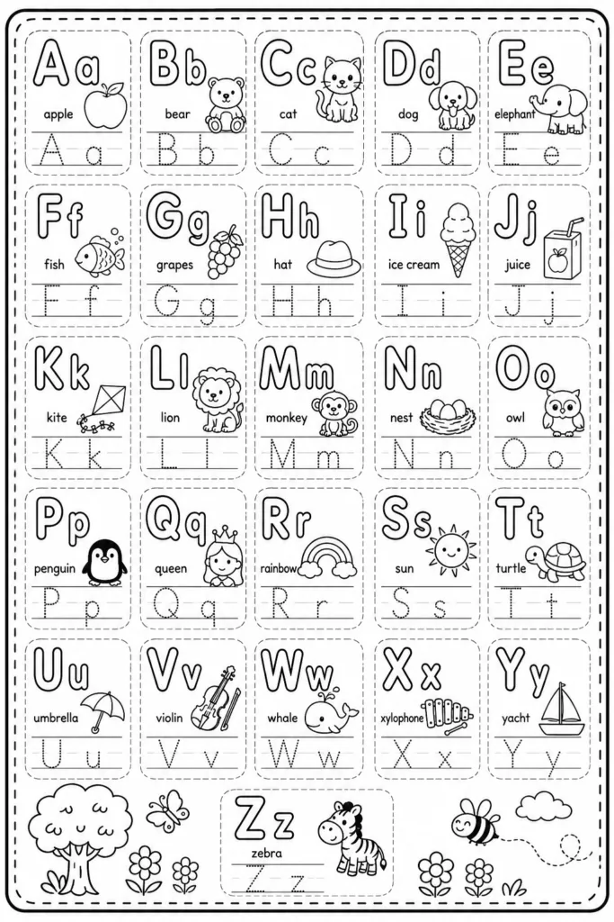 Alphabets Design 8 - Alphabet Letters Coloring Pages Free Printable