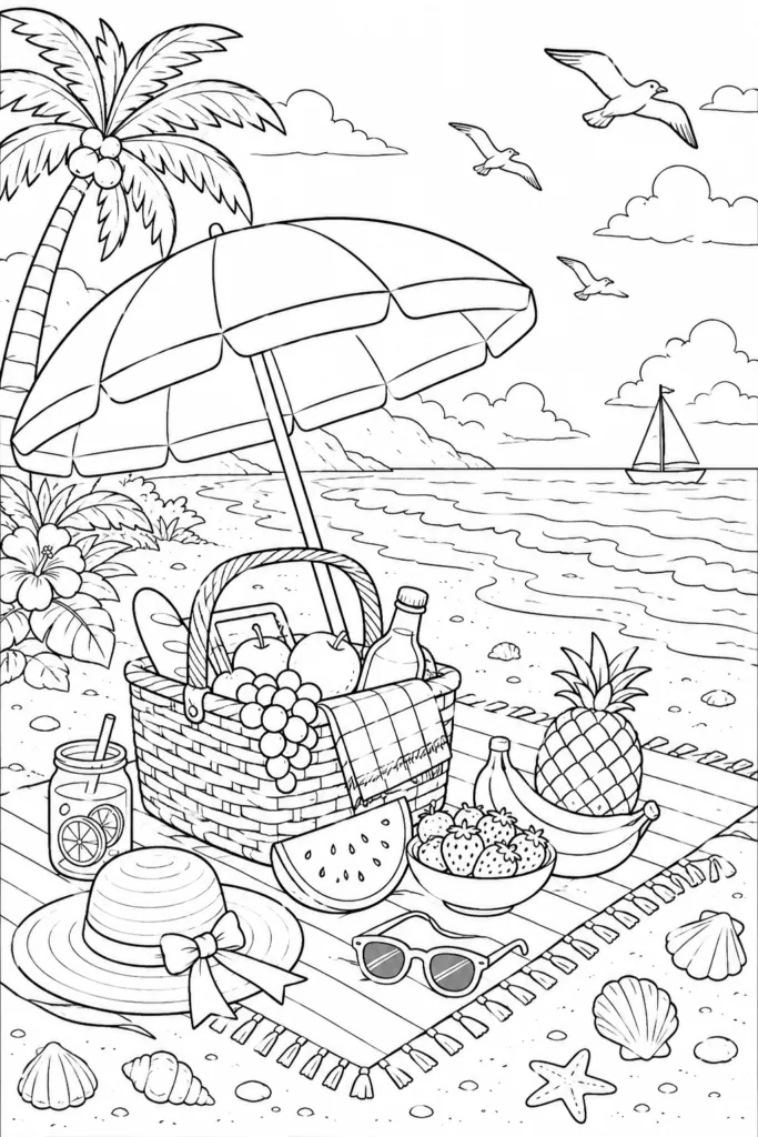 Beach Design 9 - Beach Coloring Pages Free Printable for Kids and Adults (2)