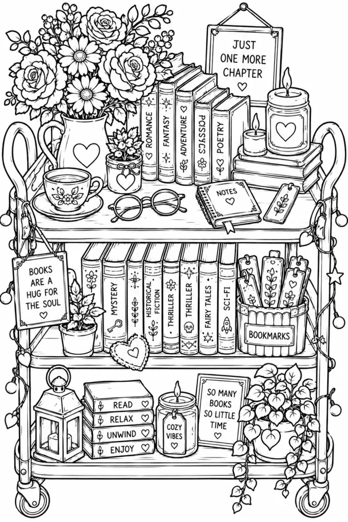 Book lover Design 1 - Book Lover Coloring Pages Free Printable for Adults (2)