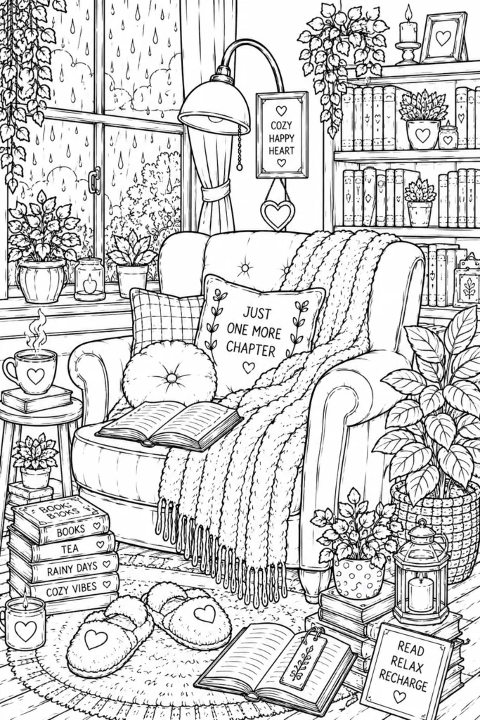 Book lover Design 11 - Book Lover Coloring Pages Free Printable for Adults