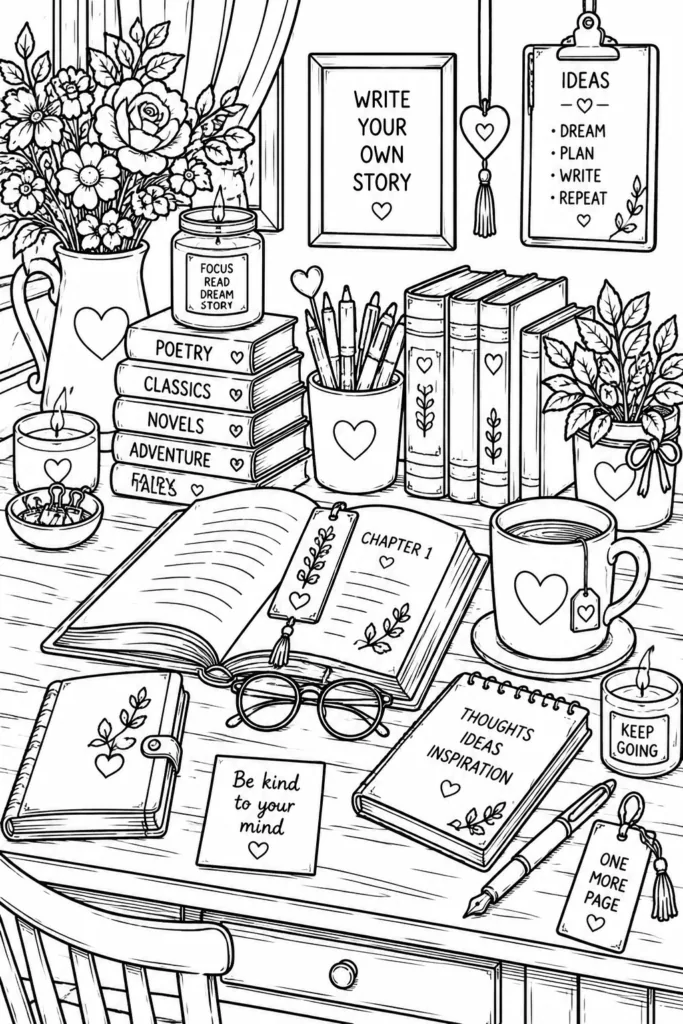 Book lover Design 2 - Book Lover Coloring Pages Free Printable for Adults