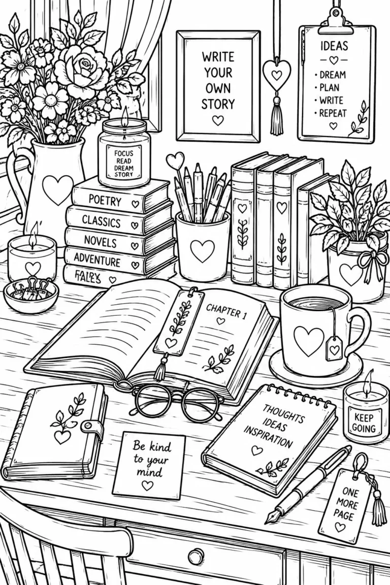 14 Book Lover Coloring Pages Free Printable for Adults