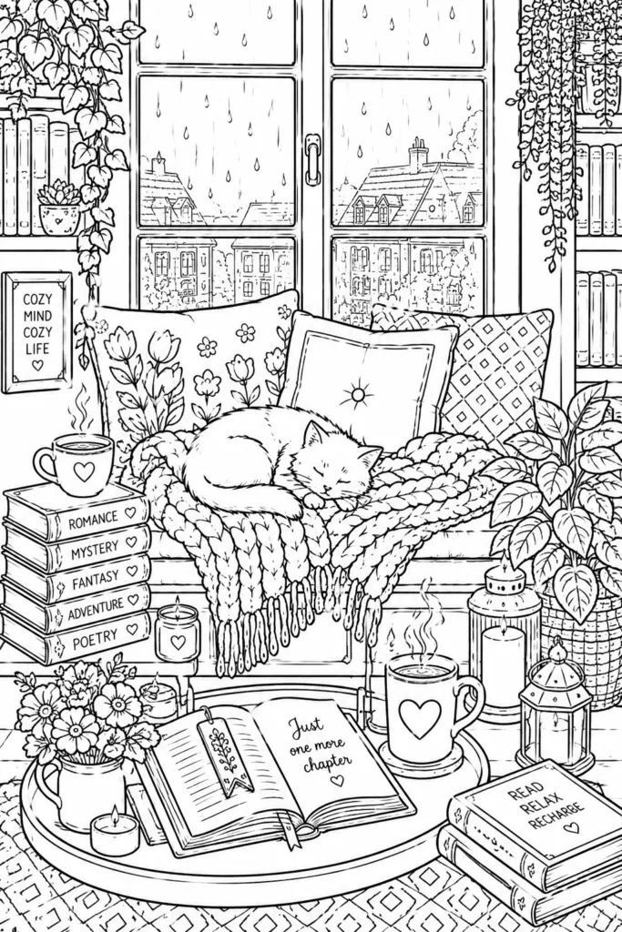 Book lover Design 9 - Book Lover Coloring Pages Free Printable for Adults
