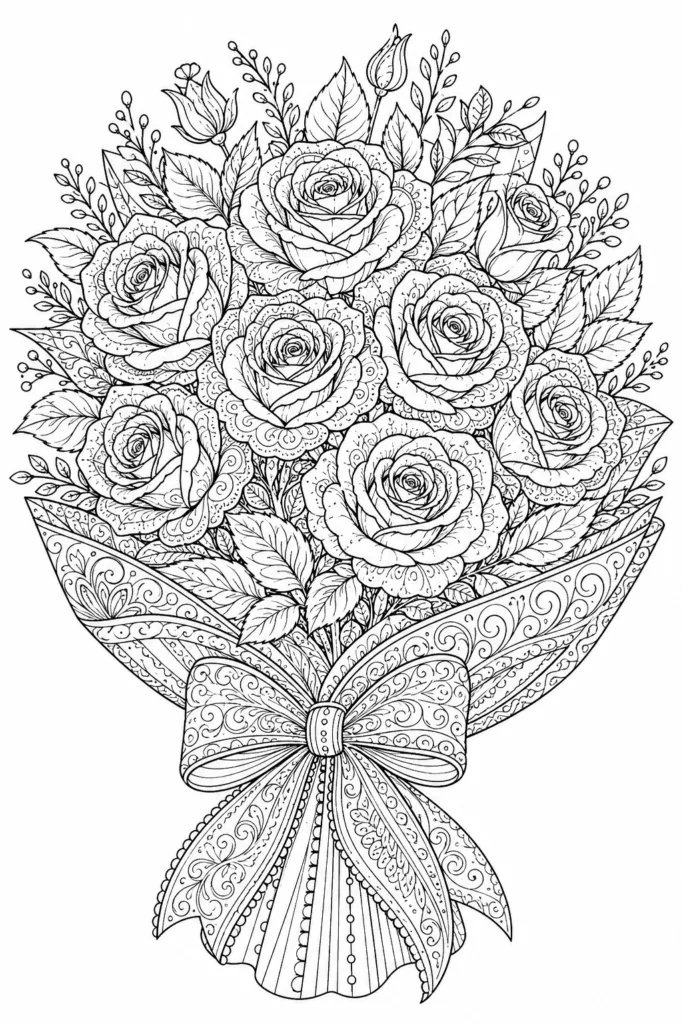 Botanical wildflowers Design 1 - Botanical & Wildflowers Coloring Pages Free Printable