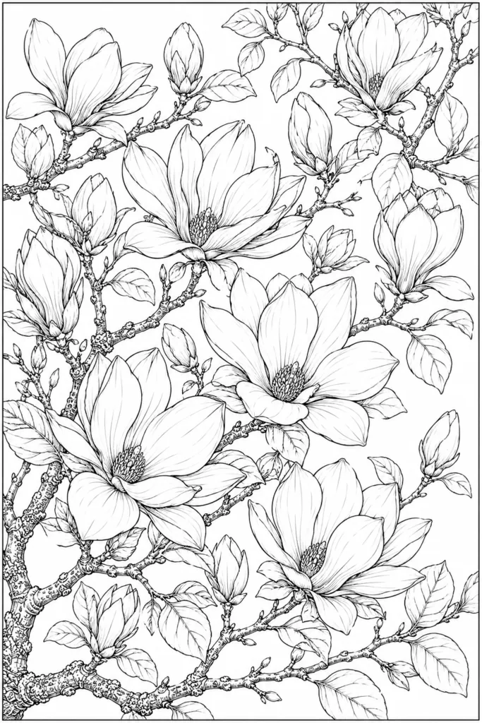 Botanical wildflowers Design 1 - Botanical & Wildflowers Coloring Pages Free Printable (2)