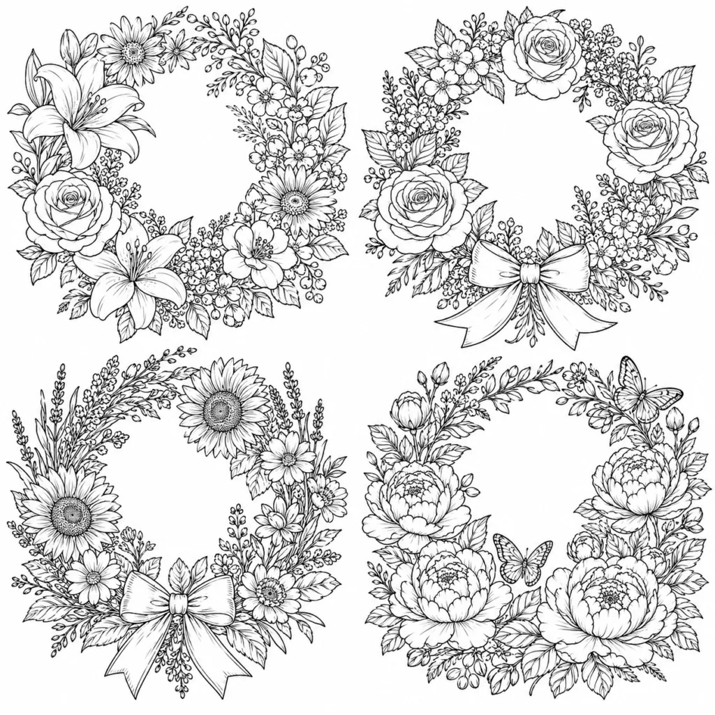 Botanical wildflowers Design 11 - Botanical & Wildflowers Coloring Pages Free Printable
