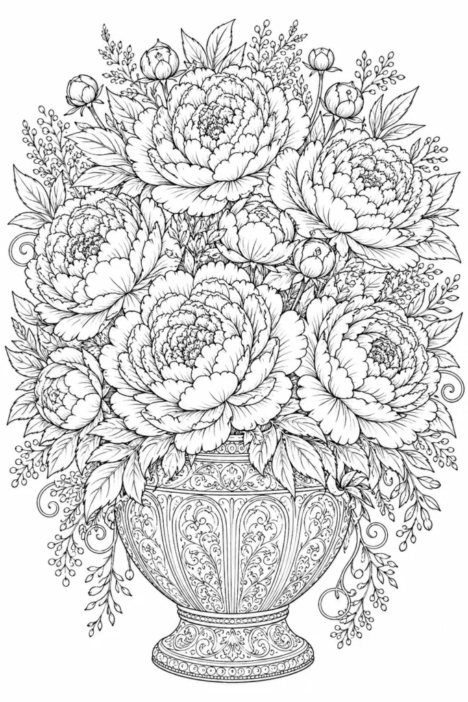 Botanical wildflowers Design 16 - Botanical & Wildflowers Coloring Pages Free Printable