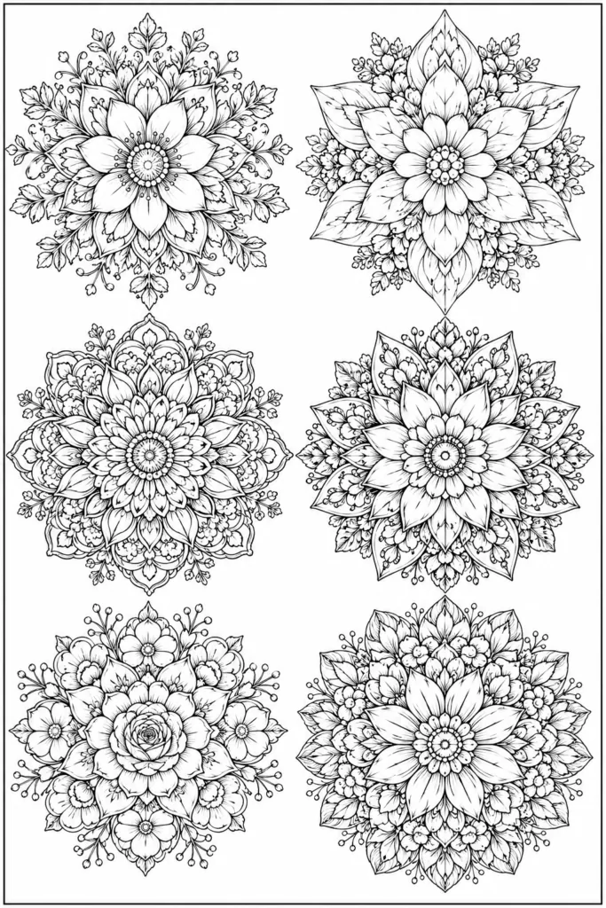 Botanical wildflowers Design 4 - Botanical & Wildflowers Coloring Pages Free Printable