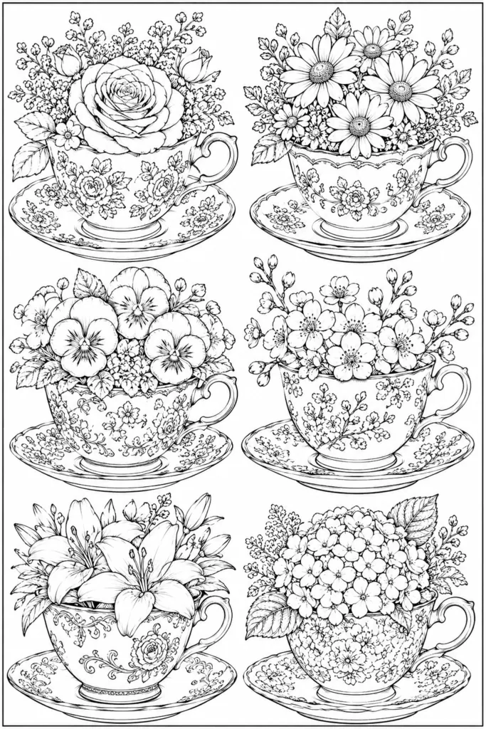 Botanical wildflowers Design 5 - Botanical & Wildflowers Coloring Pages Free Printable