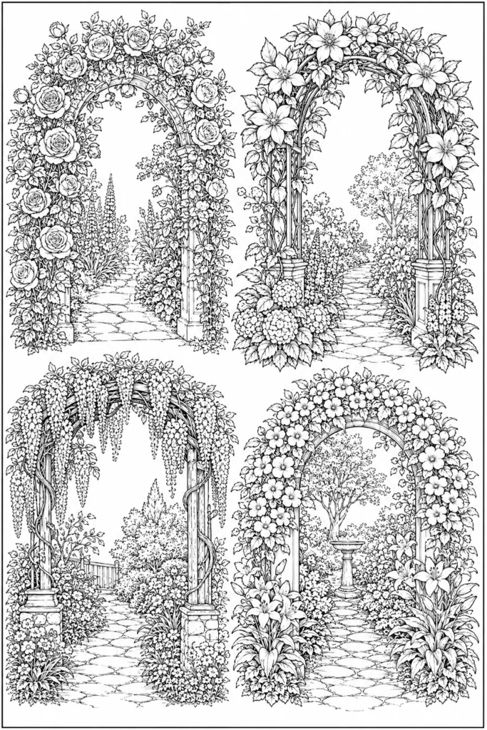 Botanical wildflowers Design 6 - Botanical & Wildflowers Coloring Pages Free Printable