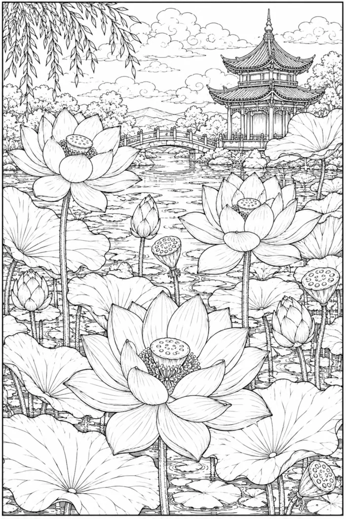 Botanical wildflowers Design 9 - Botanical & Wildflowers Coloring Pages Free Printable
