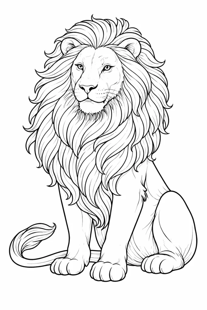 Lion Coloring Pages Free Printable for Kids - Design 5