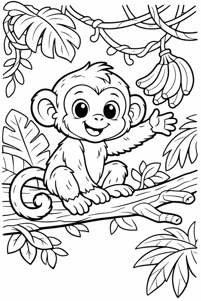 Monkey Coloring Pages Free Printable - Design 5