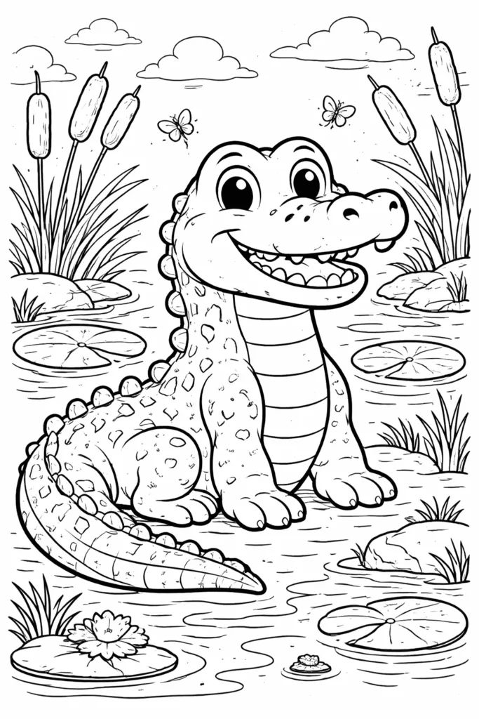 Crocodile Coloring Pages Free Printable - Pack) - Design 5