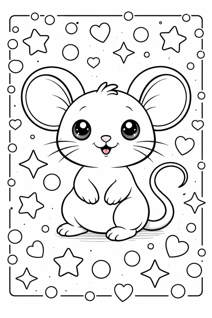 Mouse Coloring Pages Free Printable - Adorable - Design 5
