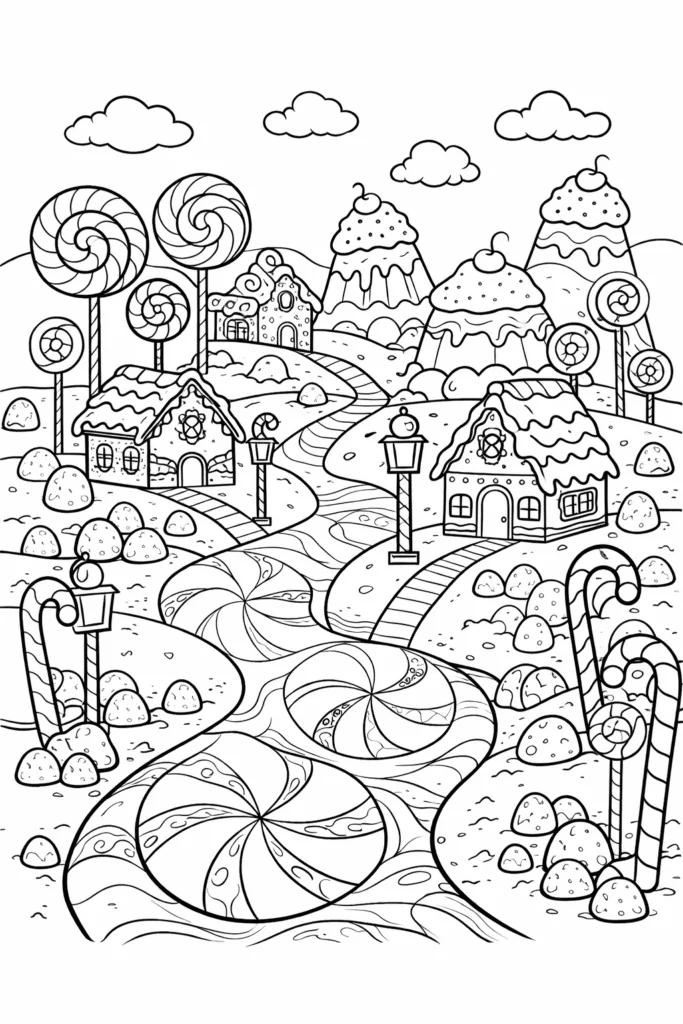 Candyland Coloring Pages Free Printable for Kids - Sweet - Design 8