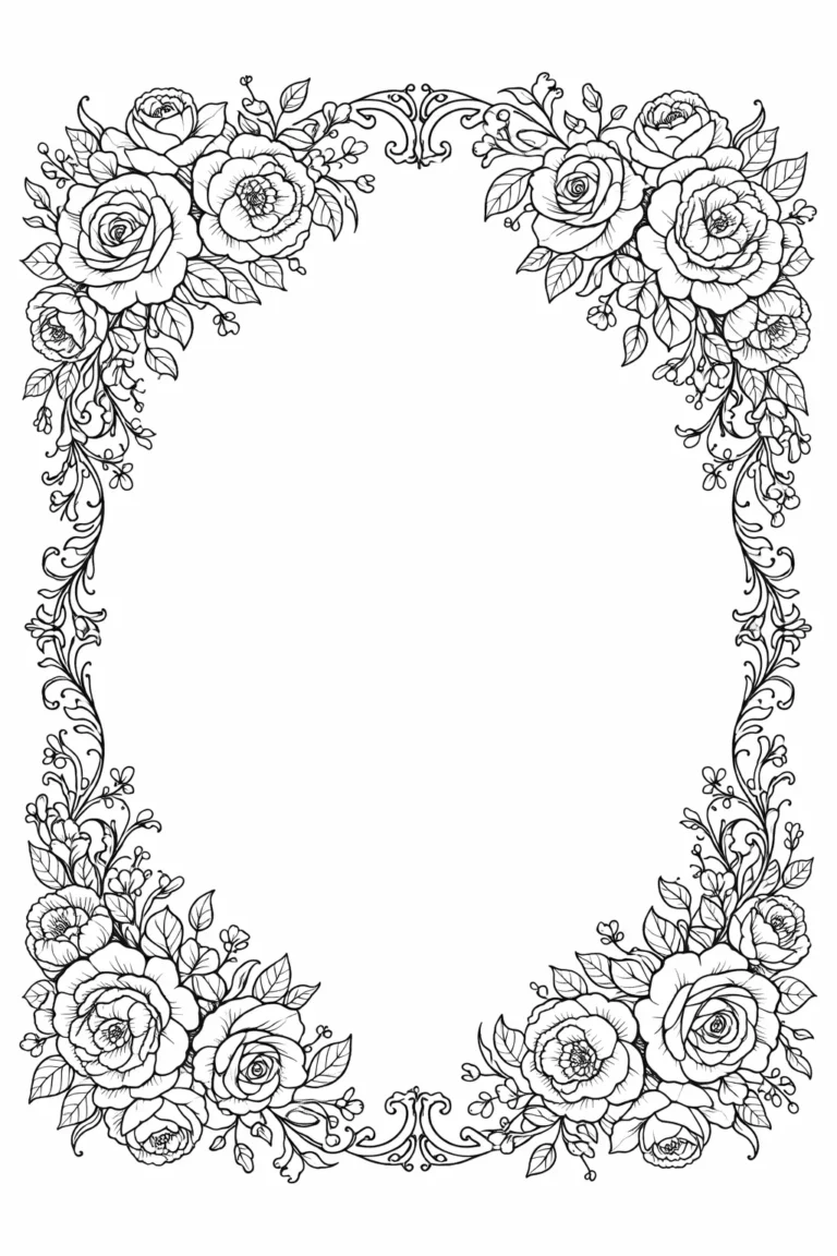 Floral frames coloring pages free printable