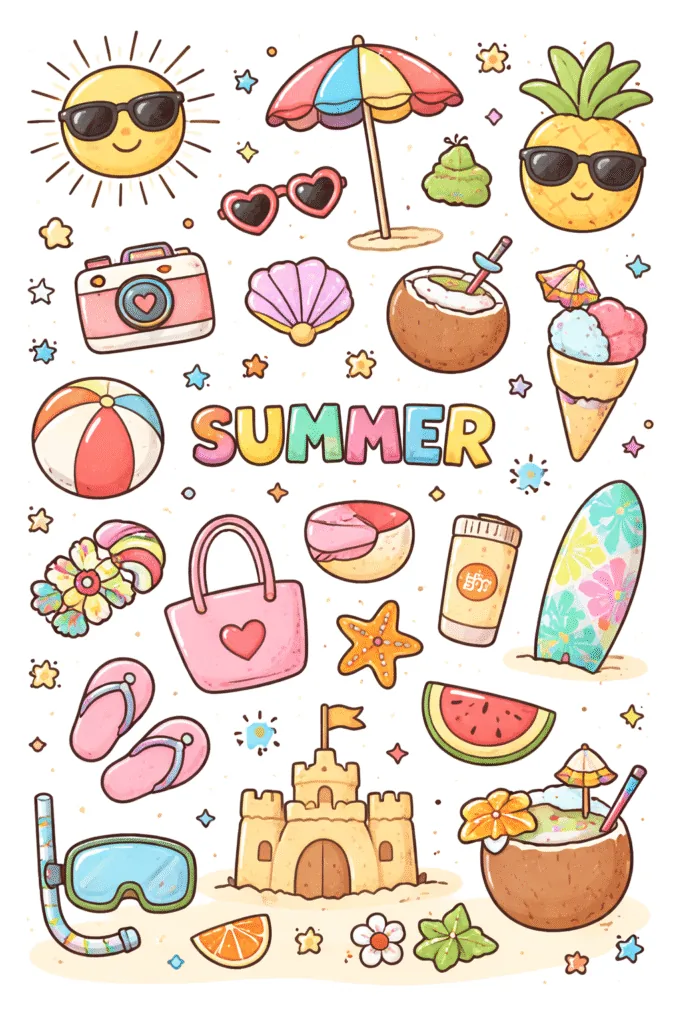 Free Printable Doodle Stickers Sheets - Beautiful Designs - Design 5