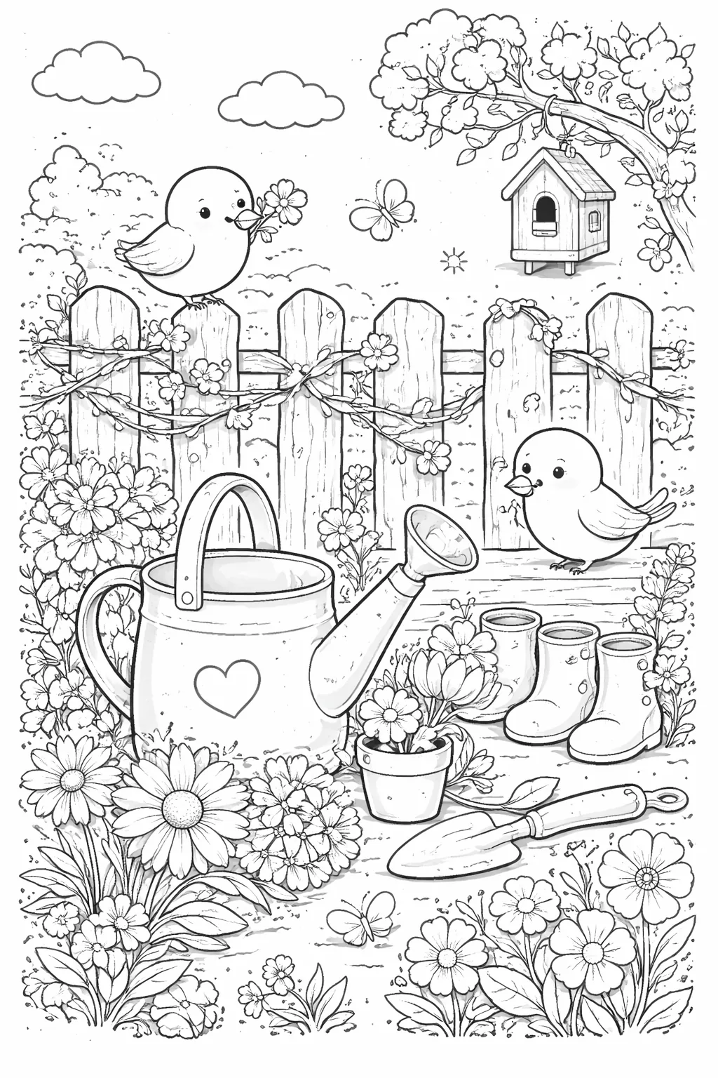 Beautiful Peaceful Garden Coloring Pages Free Printable - Design 1