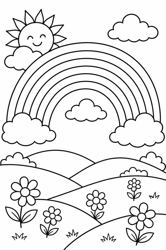 Rainbow Coloring Pages Free Printable - Pack - Design 5
