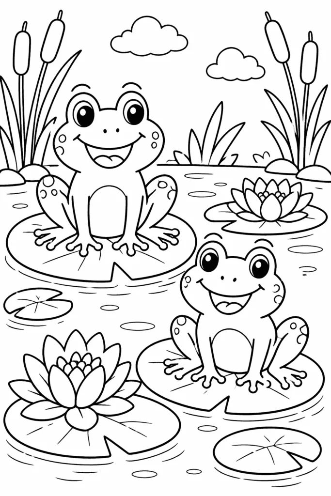 Frogs Coloring Pages Free Printable - Cute & Pack - Design 5