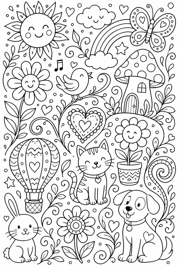 Doodle Coloring Pages Free Printable - Design 4
