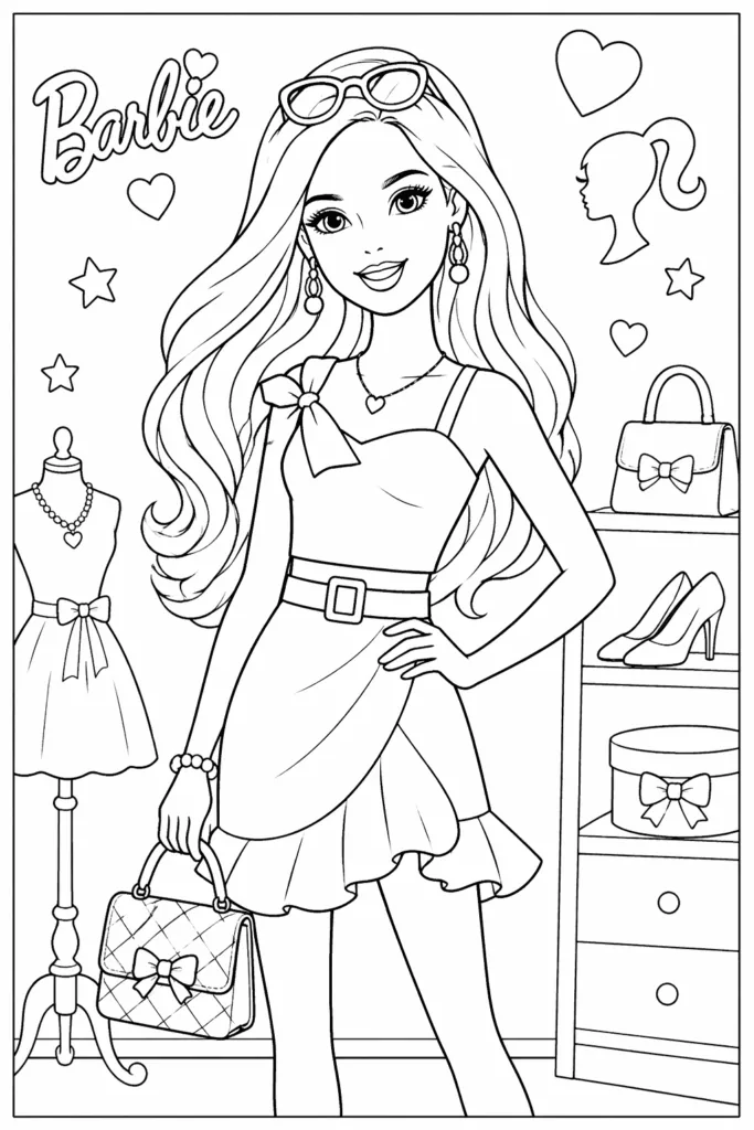 Fashion Girl Coloring Pages Free Printable - Stylish - Design 1