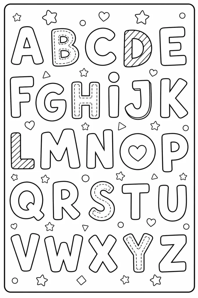 Alphabets coloring pages free printable for Kids - Design 5