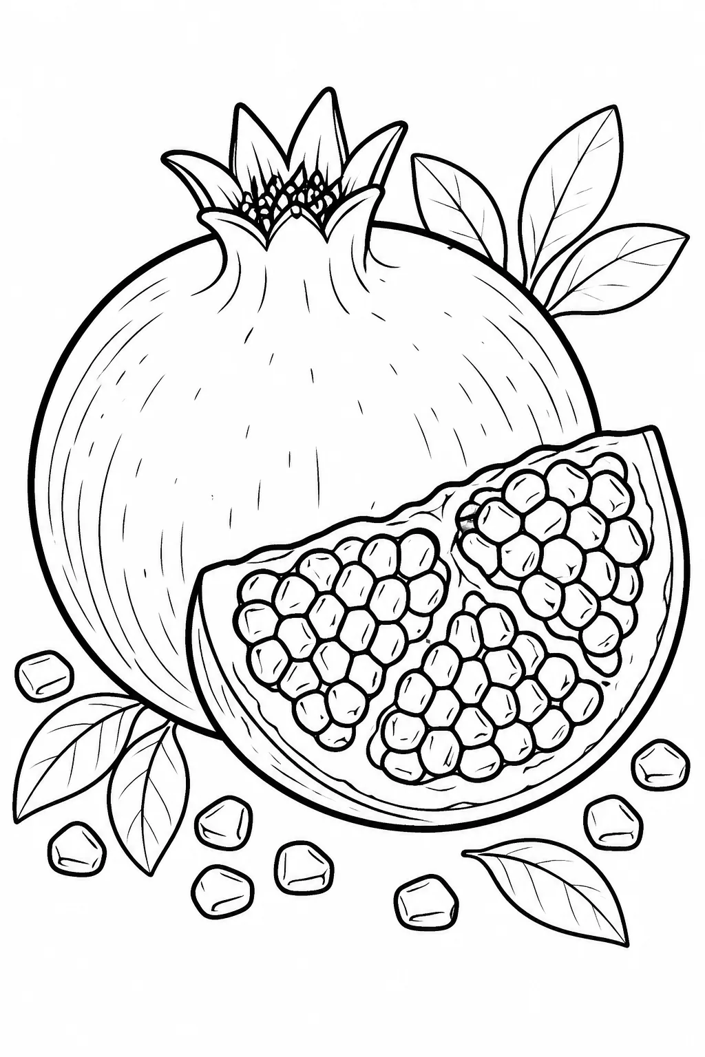 Pomegranate Coloring Pages Free Printable for Kids - Design 5