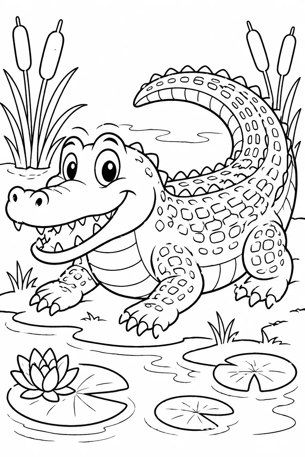 Crocodile Coloring Pages Free Printable - Design 5